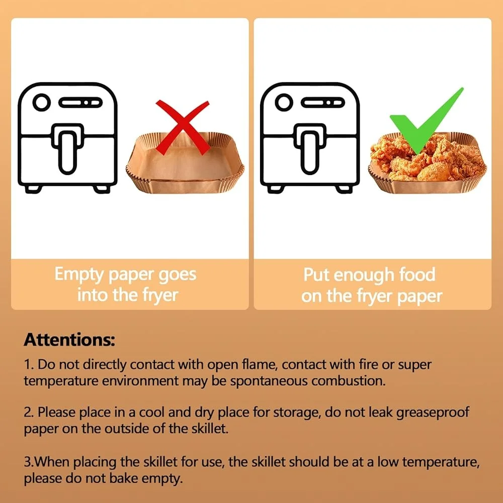 9 Inch Disposable Air Fryer Liners 125PCS Non-Stick Oil Proof High Temperature Resistant Baking Paper Cooking Appliances