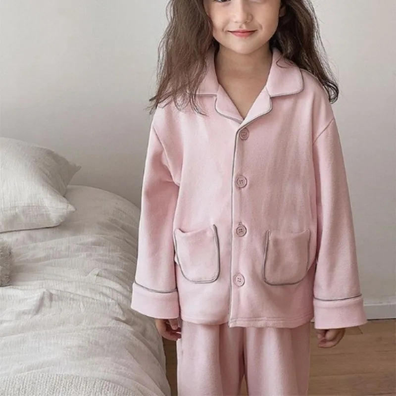 Kids' Thermal Insulated Sleepwear Set Winter Warmth Durable Fleece Lined Pajamas for Toddler Girls Cozy Outdoor Wear