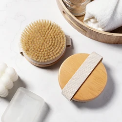 Cepillo de baño de madera Natural, cepillo de fibra de plantas de Sisal, exfoliante y que promueve la circulación sanguínea, cepillo de masaje corporal