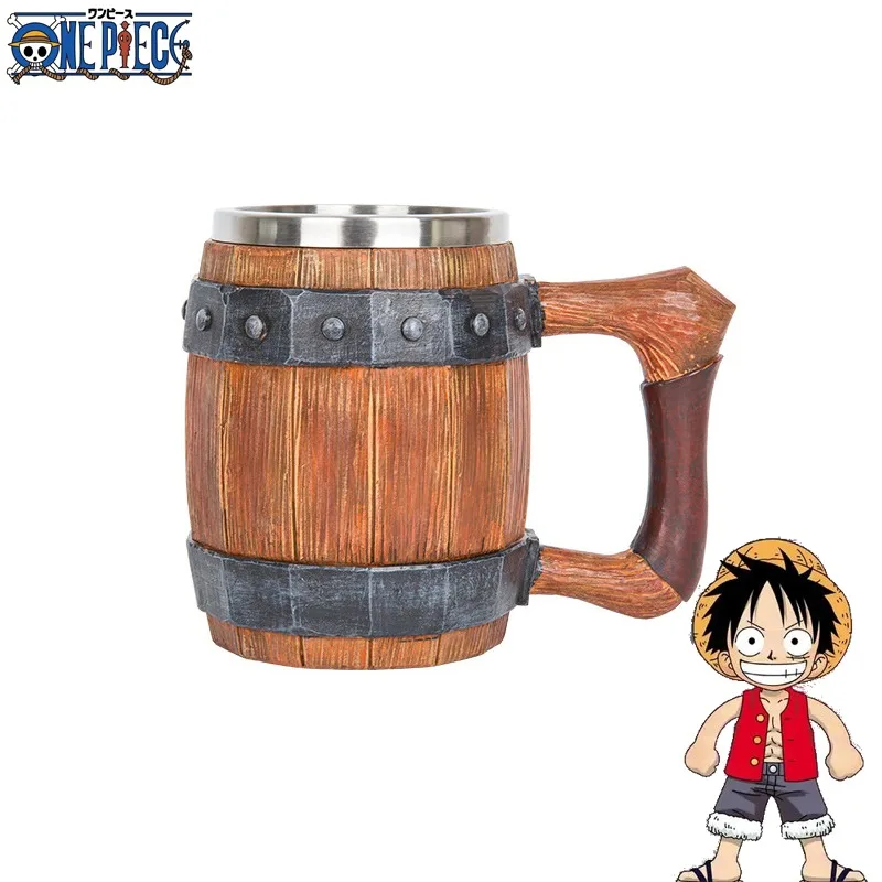 

New One Piece Barrel Cup Figure Luffy Ace Sabo Wine Cheers Serie Gold Silver Ornament Doll Pvc Action Model Kids Collection Gift