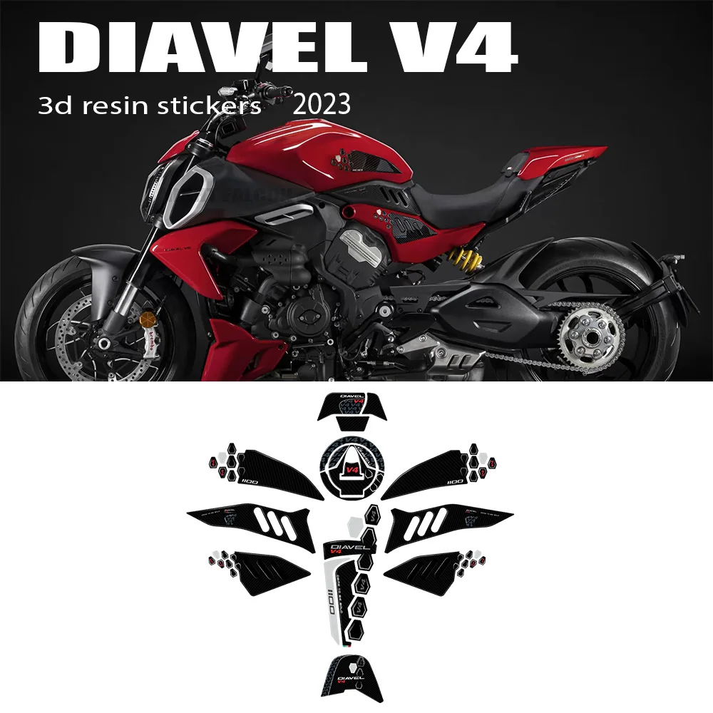 2023 diavel V4 Tank Pad Motorcycle Accessories 3D Epoxy Resin Sticker Protection Kit For Ducati Diavel V4 2023-