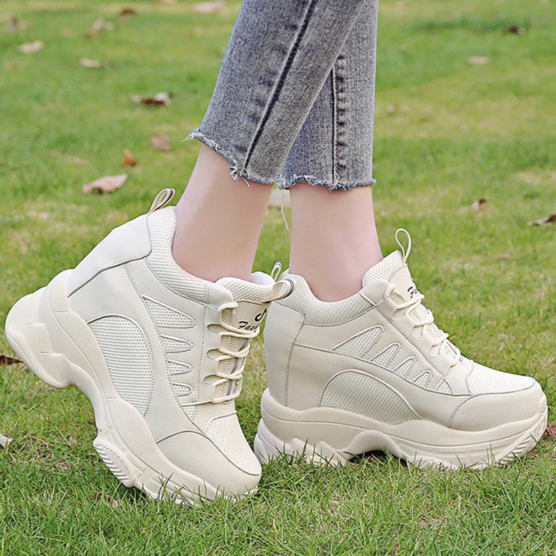 

Women's High Flat Bottom 10CM Heightened Casual Shoes Women's Spring Trend New Hidden Wedge Sneakers Women's Vulcanized Shoes