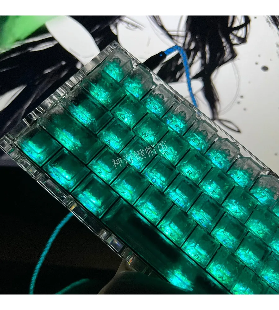 Original factory height from ace68wooting little bee night demon keycap (ice carbon mist through) ice mist PC