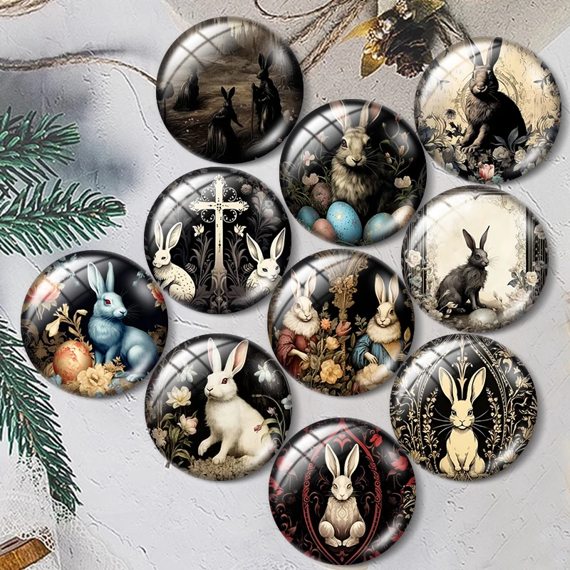 

Gothic Rabbit 12/18/20/25mm glass cabochon bracelet pendant rings for jewelry demo earrings back Making findings