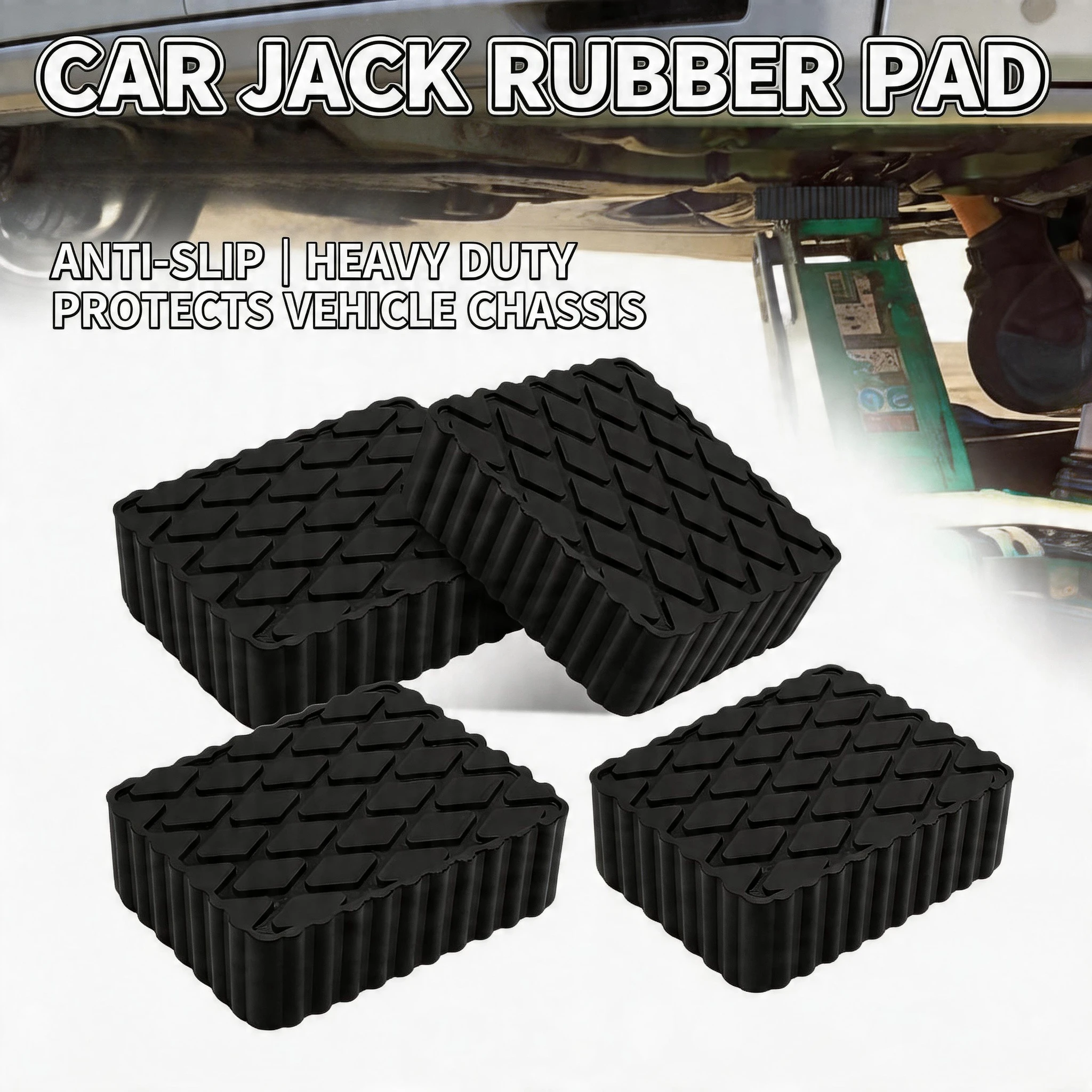 

Solid Rubber Lifting Pads Heavy Duty Lifting Blocks Non-Slip Spacers for Car Jacks Anti-Scratch Protector for Jack and Racks