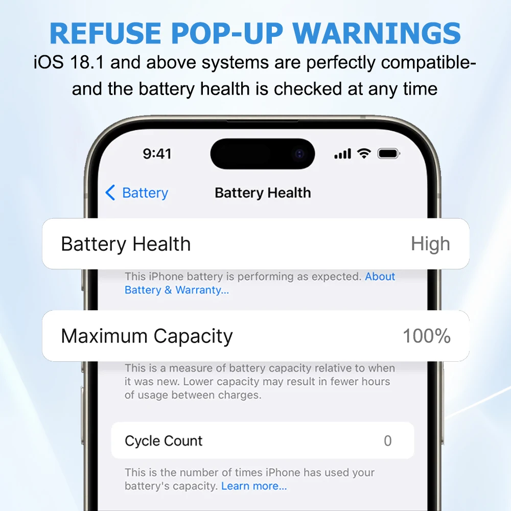 0 cycle diagnostic battery, for 12 13 14 15 pro plus. Diagnosis is completed on IOS18 and above systems, no unknown parts