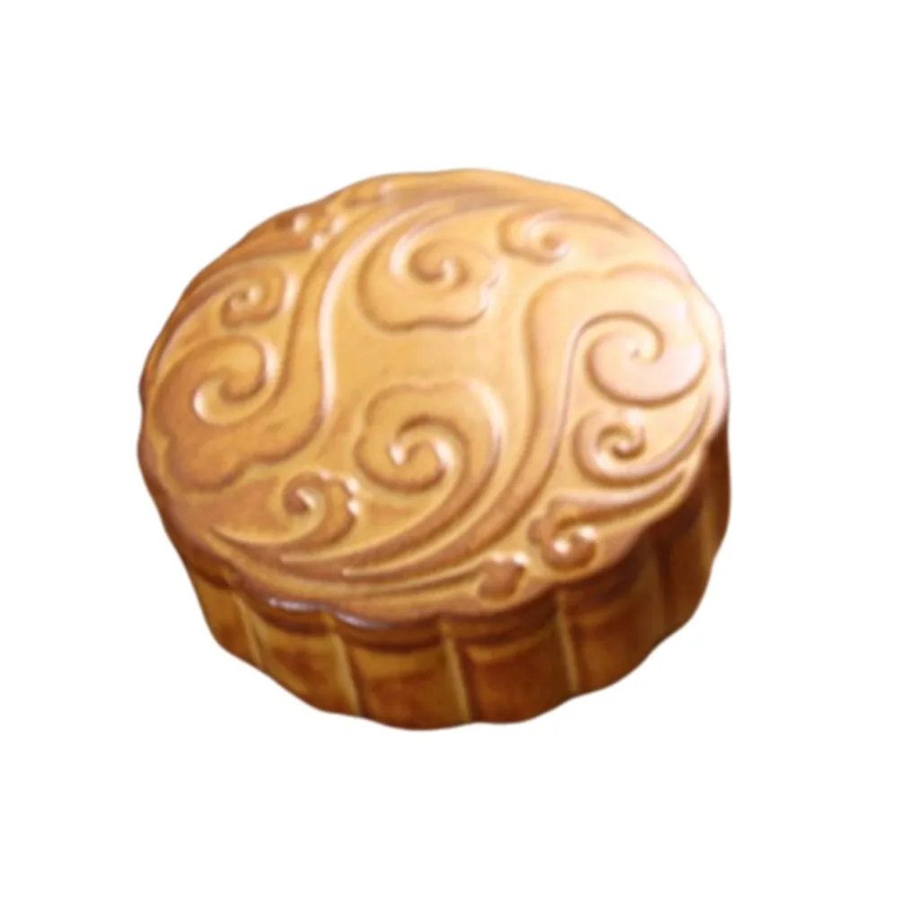 

Creative Ceramic Tea Storage Container Antique Simulation Mooncake Shape Tea Jar with Lid Sealed Small Storage Box Gift