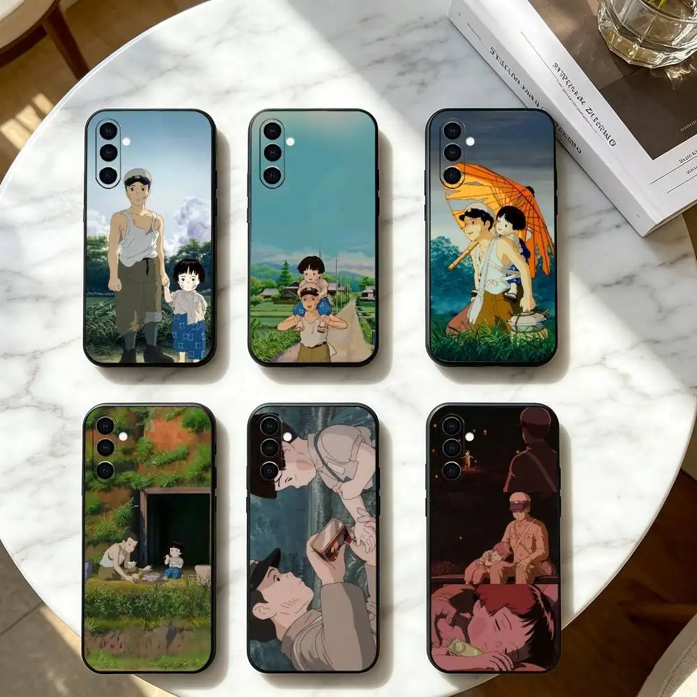 Anime S-Seita Grave of the F-Fireflies Setsuko Phone Case For Samsung Galaxy A73,A72,A71,A70,A53,A52,A51,Others Soft Black Cover