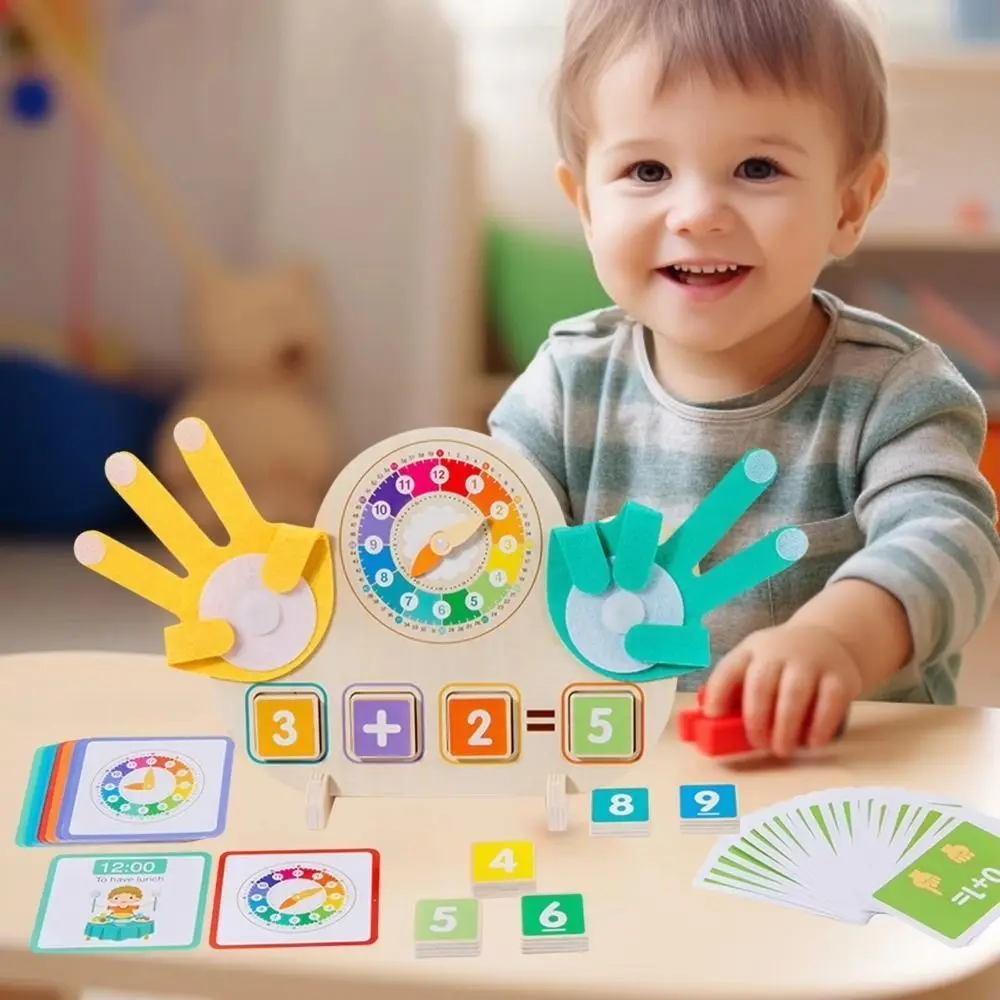 Orologio Montessori Operazione delle dita Giocattolo per bambini Giocattoli educativi Puzzle Orologio Numeri delle dita Giocattolo matematico Modello fai da te