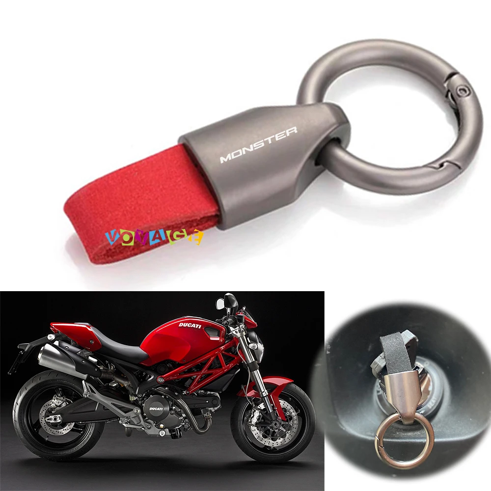 For Ducati MONSTER 695 696 795 796 797 821 1200 1200S 1100/S Luxury Leather Keychain Key Rings Motorcycle Accessories