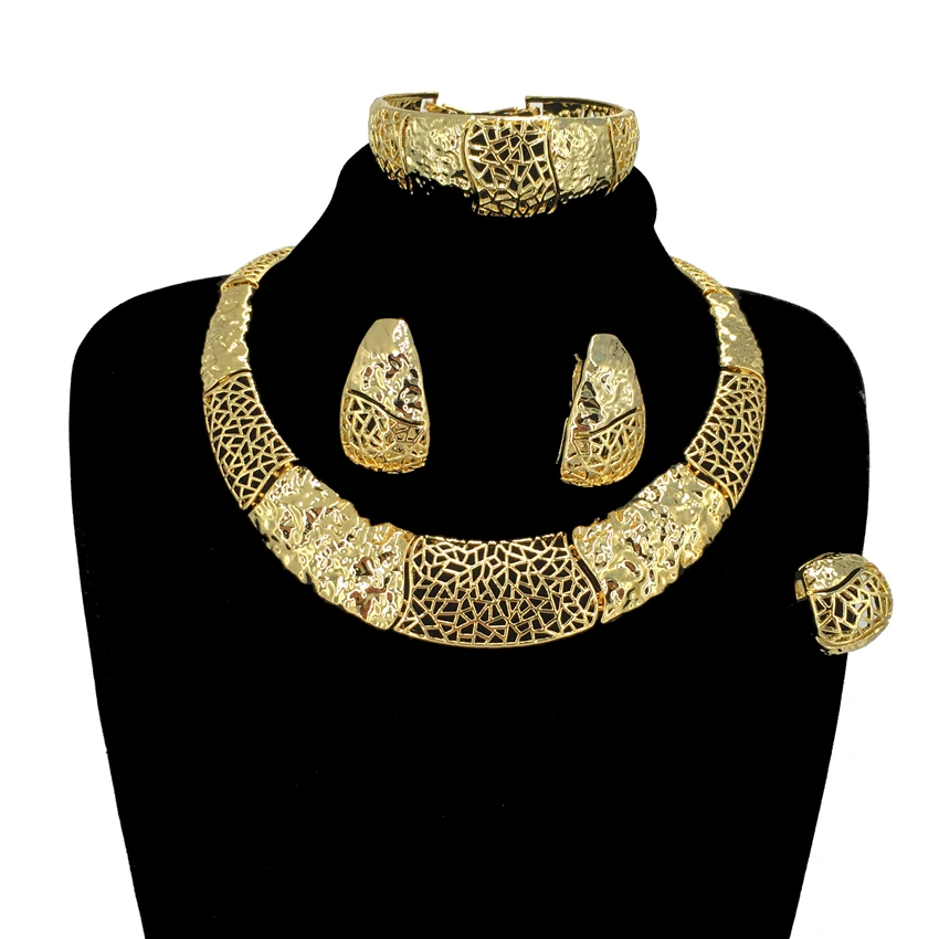 

Newest Luxury Dubai Jewelry Set Women Exquisite Necklace Earrings Ring Bracelet Birthday Gift FHK13706