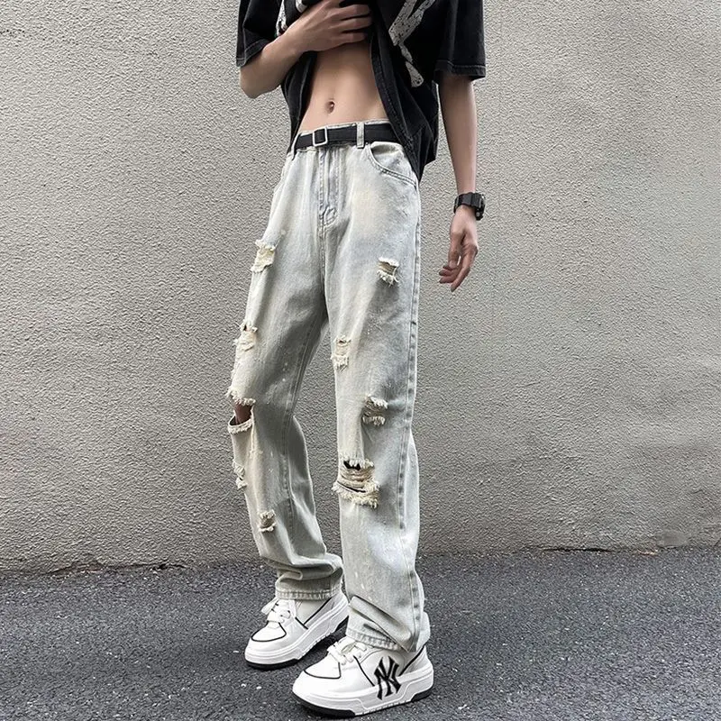 

Summer Loose Men's Jeans Baggy Male Cowboy Pants Trousers Designer Luxury Stacked Regular Japanese Street Style New in Denim Xs