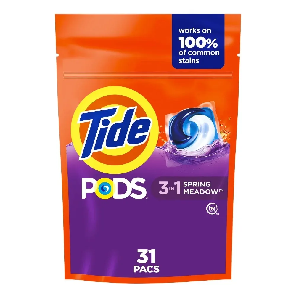 Liquid Laundry Detergent Packs Spring Meadow Scent 31 Count Laundry Pods Laundry Detergent Pods for Washing Machine Heavy Duty Stain Remover Fresh Scent Laundry Supplies