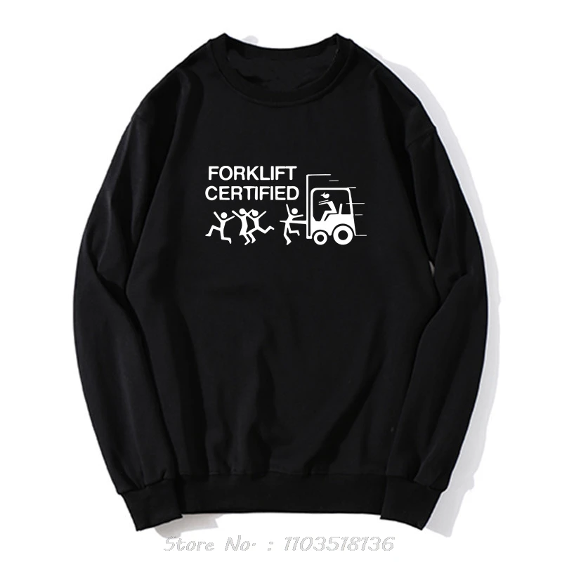 Forklift Certified Retro Hoodie Funny Forklift Operator Humor Gift Men Clothing Sweatshirt Cotton Streetwear Oversized Pullover