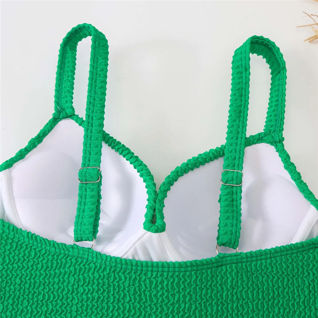 S - XL, geraffter Bikini, Push-up-Badeanzug, Damen-Badebekleidung, zweiteiliges Bikini-Set mit BH-Einlage, Badeanzug, Badebekleidung, Modell V4886. – Detail 24