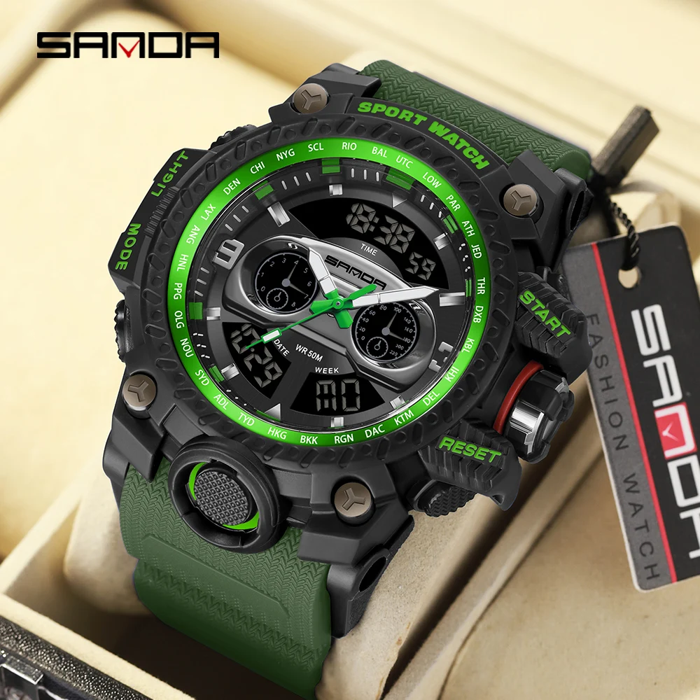 

Sanda 3153 Hot selling New Outdoor Sports Watch Cool Waterproof Electronic Fashion Trend Watch