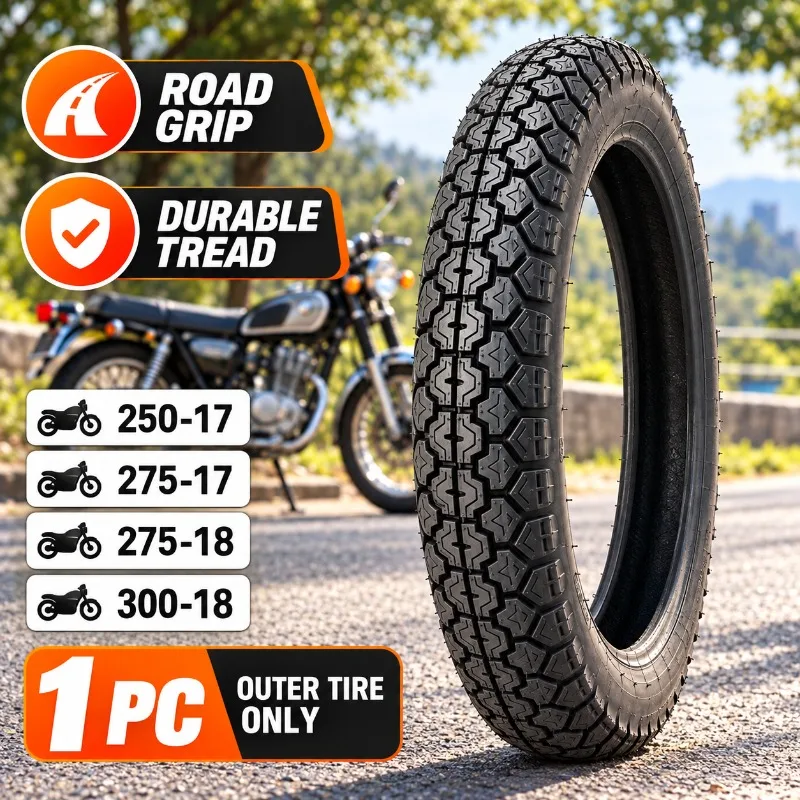 Motorcycle Street Tire 250-17 275-17 275-18 300-18 Classic Bike Tyre Tread Rubber Replacement Outer Tire 1PC Road Wheel