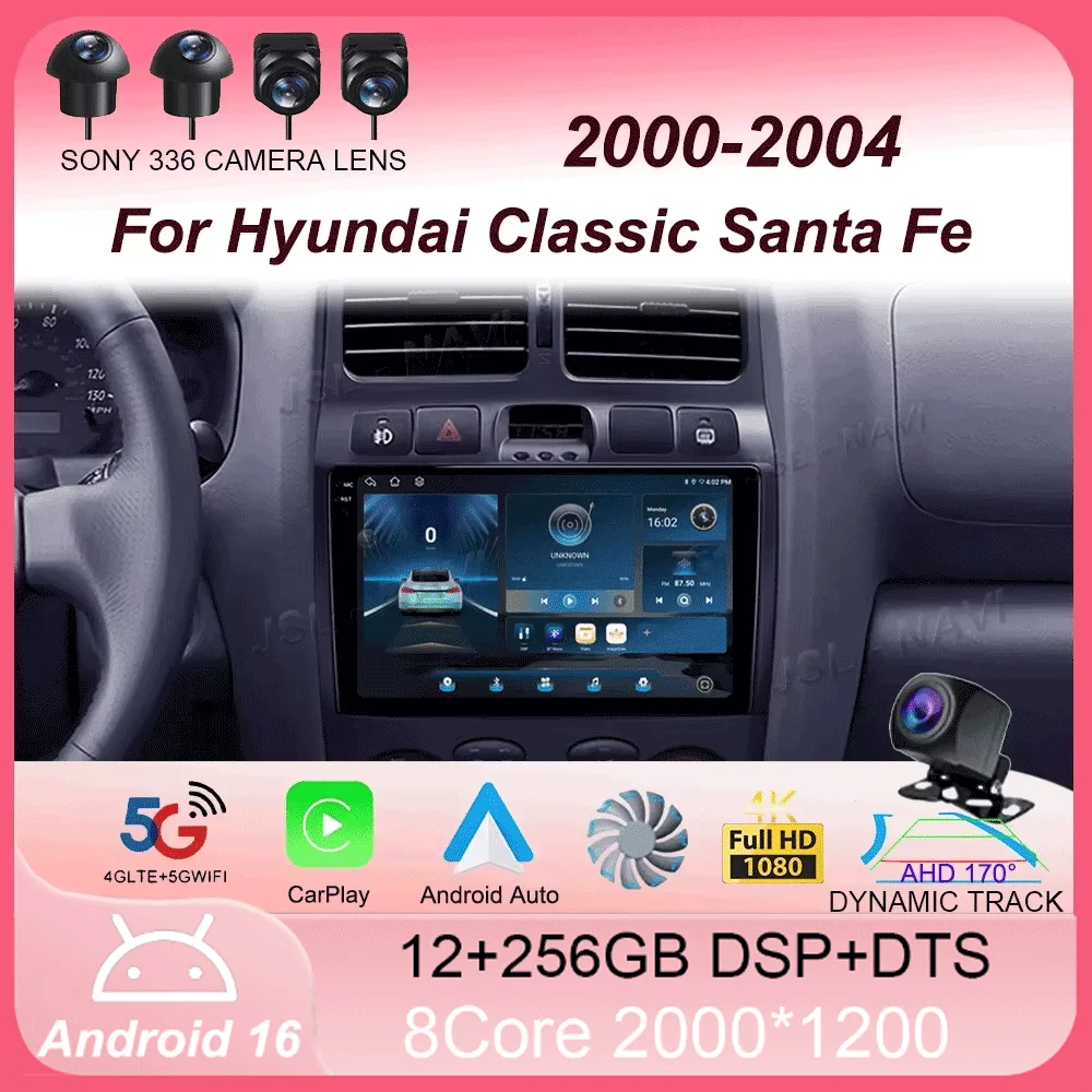 

2Din Android 16 Car Radio for Hyundai Classic Santa Fe 2000 - 2004 JAC S1 (Rein) 2005-2015 Multimedia Player Carplay Head NO DVD