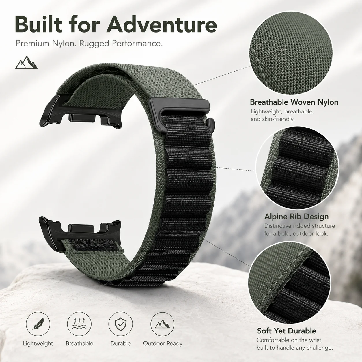 Alphine Loop For Samsung Galaxy Watch 8 40mm 44mm/Watch 8 Classic 46mm  Nylon Replacement Bracelets for Galaxy Watch 8/8 Classic