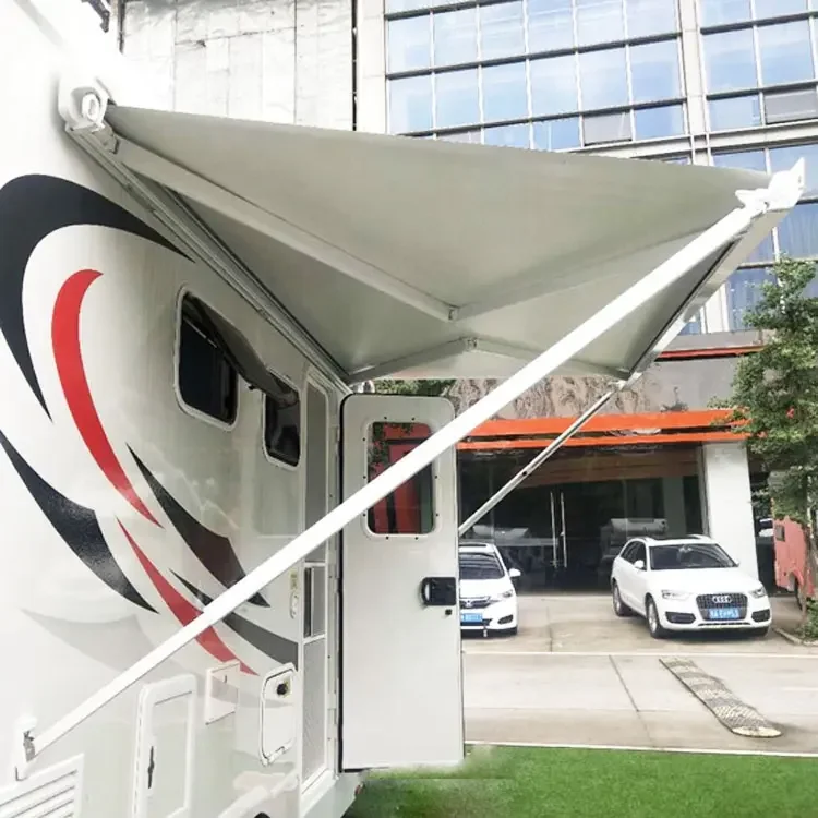 Motorized DC12V Cassette Retractable Aluminum Alloy Frame Fabric RV Sunshade Awning Van Camper Caravan Trailer
