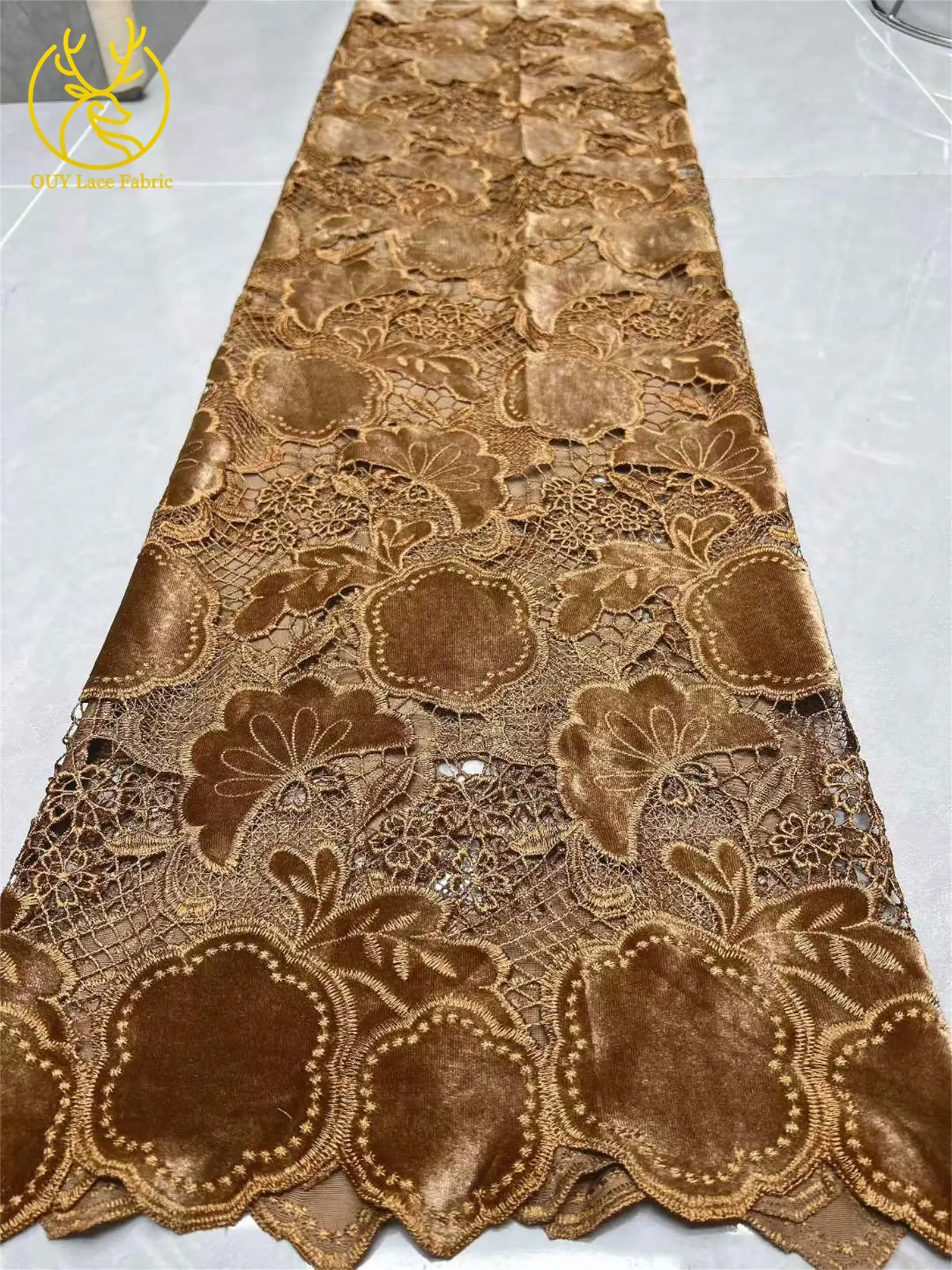 2025 африканская нигерийская бархатная гипюровая вышитая шифоновая кружевная ткань для женщин, праздничное платье, швейный материал, 5 ярдов