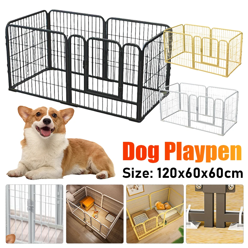 Afbeelding 4: 6-panelen hondenhek box opvouwbare oefening puppykennel kooi zware hond oefenhek voor hond kat konijn huisdier oefening