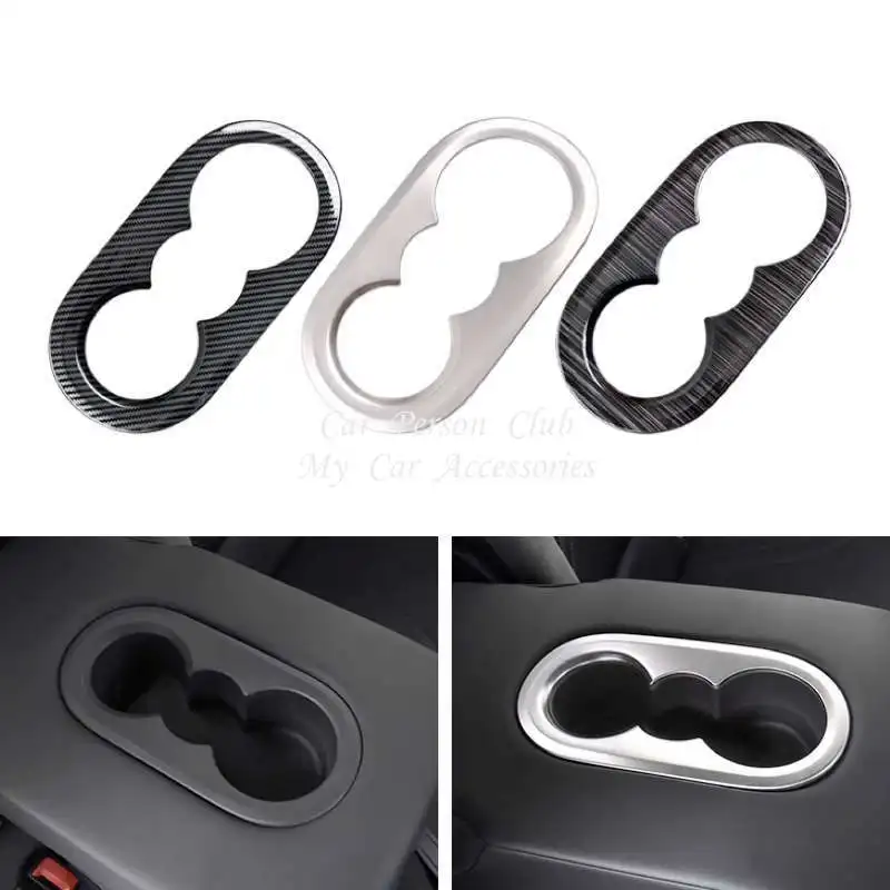 Stainless Steel Rear Row Water Cup Holder Frame Trims Decorative Cover Car Accessories For Volkswagen VW ID.4 ID4 2021-2024