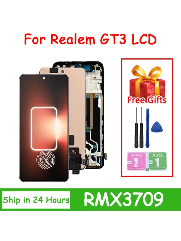 6.74" AMOLED Wyświetlacz LCD z ekranem dotykowym i digitizerem do Realme GT3 RMX3709, ramka wyświetlacza do Realme GT 3 240W — zdjęcie produktu 6