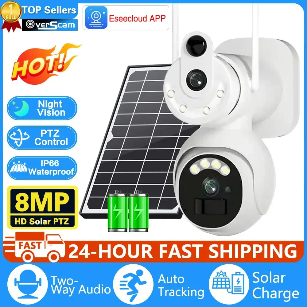 

8MP UHD Dual Screen Solar WiFi Camera 4K Outdoor Dual Lens Full Color PIR Detection Human Auto Tracking Solar Security Camera