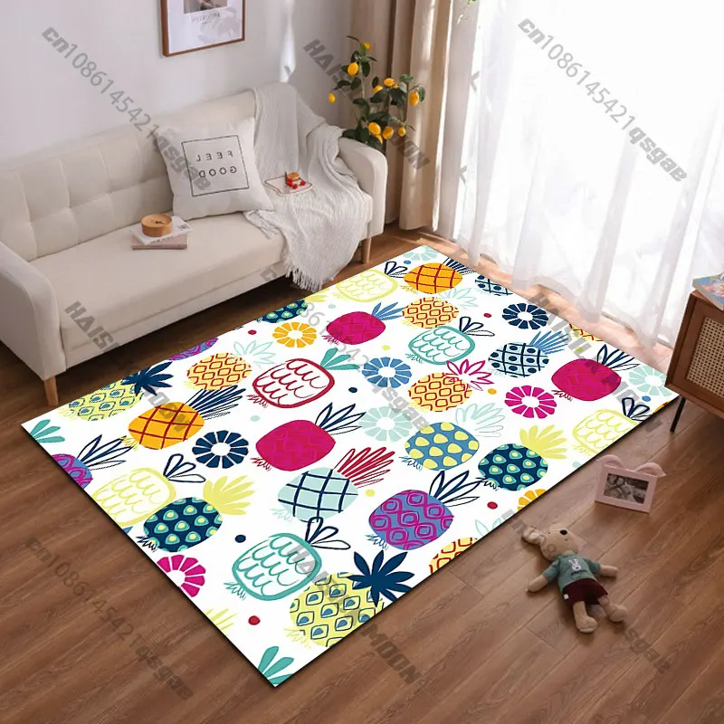 Colorful pineapples and flowers carpet Yoga living room room decor children's crawling mat doormat area rug games mat
