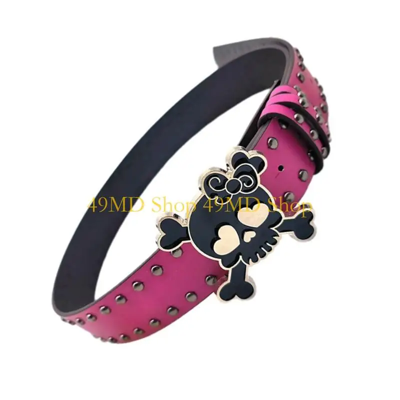 49md czaszka klamra klamry pu pasek dla kobiet 2000s subkultury nity Pasek w talii dla nastolatków dla dziewcząt chłopiec