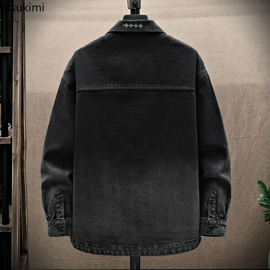 New 2025 Men's Fashion Jeans Coat Jacket Vintage Spring Autumn Loose Denim Coat Slim Fit Shirt Top Jacket Outwear Men Clothing
