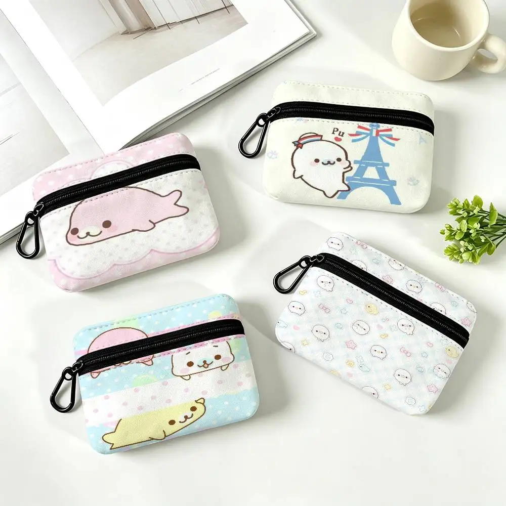 CUTE M-Mamegoma   Portable Oxford Fabric Mini Wallet Carabiner Design Small Coin Bag For Cards Keys Earphones