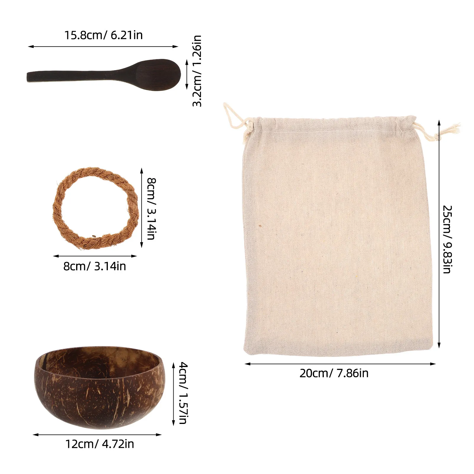 Facial Mask Mixing Bowl Set Natural Coconut Shell Small Bowl Long Spoon Spa Bowls Skincare Mask Clay Mud Application Face