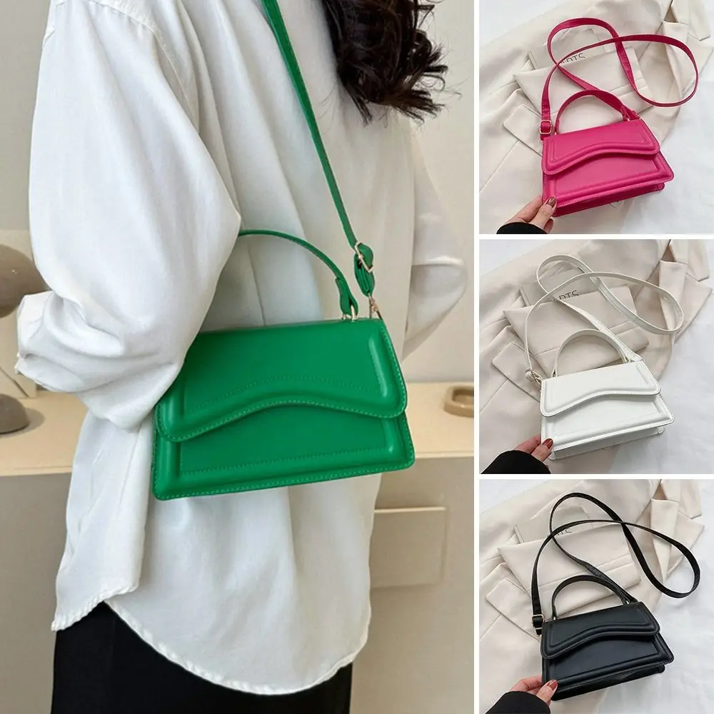

Fashion PU Leather Messenger Shoulder Bag Ladies Solid Color Handbags Leisure Stylish Crossbody Bags For Women