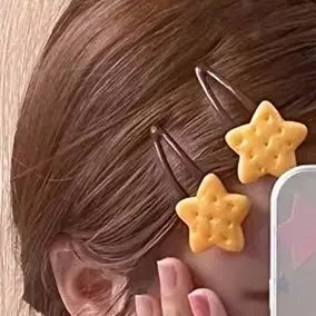 1/4 Uds. Horquilla de galleta bonita para niñas, Clip de pelo lateral superior con forma de galleta Simple, tocado, adorno para el cabello, accesorios para el cabello
