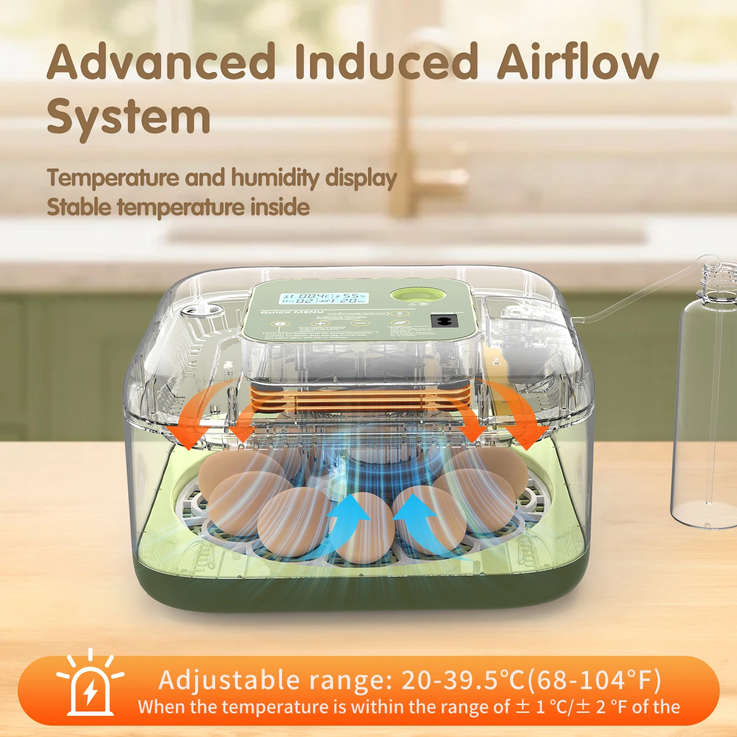 12 Eggs Incubator For Hatching Eggs, Temp And Humidity Control, 360°View Auto Water Adding, Egg Candler Egg Turning Countdown Ha