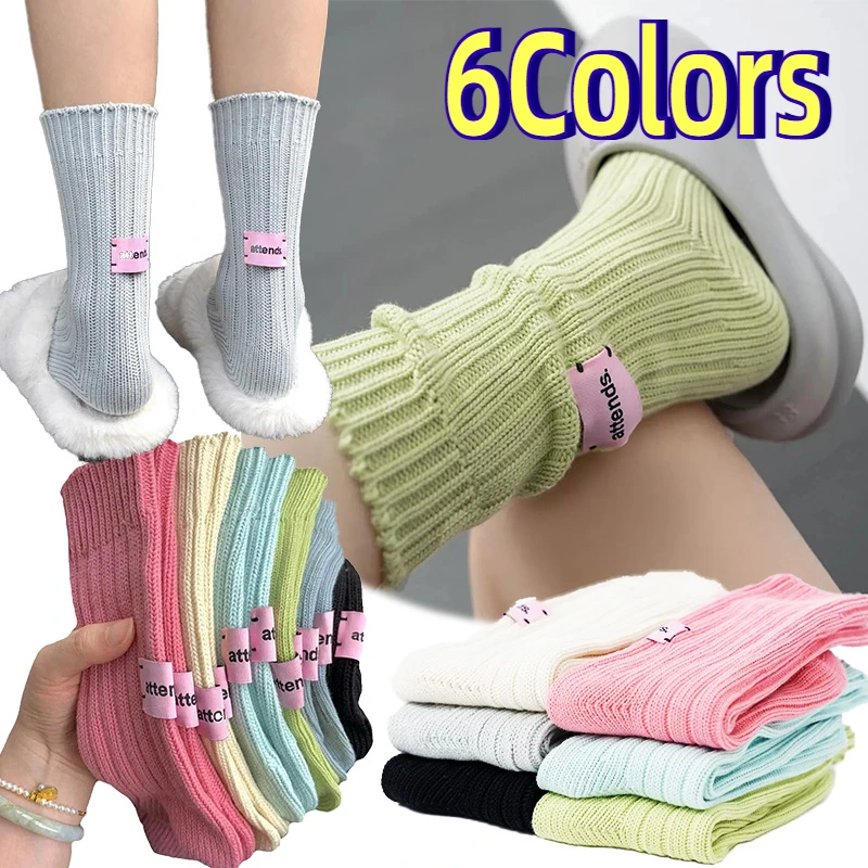 Unisex socks Versatile retro solid color autumn and winter cotton couple style home pile socks Stockings in various colors