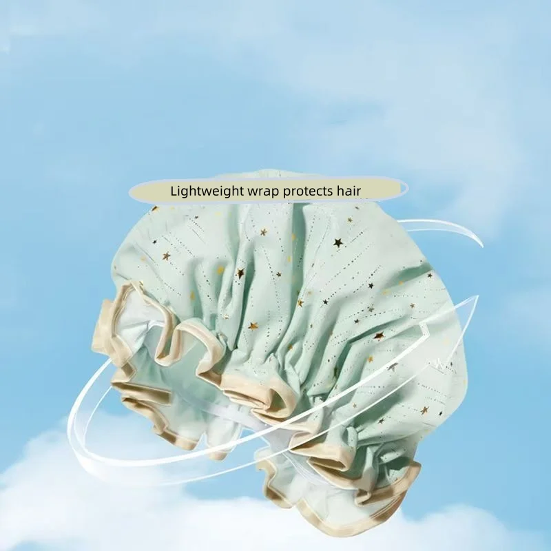 Double-layer waterproof women's bath cap, thick material strong sealing, bath and hair care without m