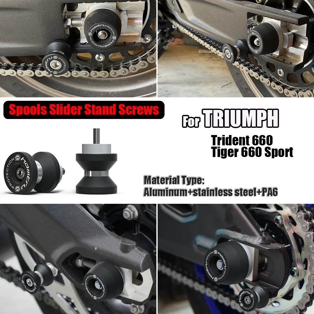 

For Tiger 660 Motorcycle Spools Slider Stand Screws Rear Stand Screw Bolt Swingarm Spools Slider Paddock Stand Bobbins