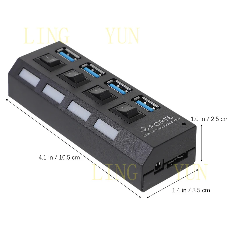 Z  1Pcs Usb3.0 Hub 4 Ports High Speed Usb3.0 Concentrator External Power Support US