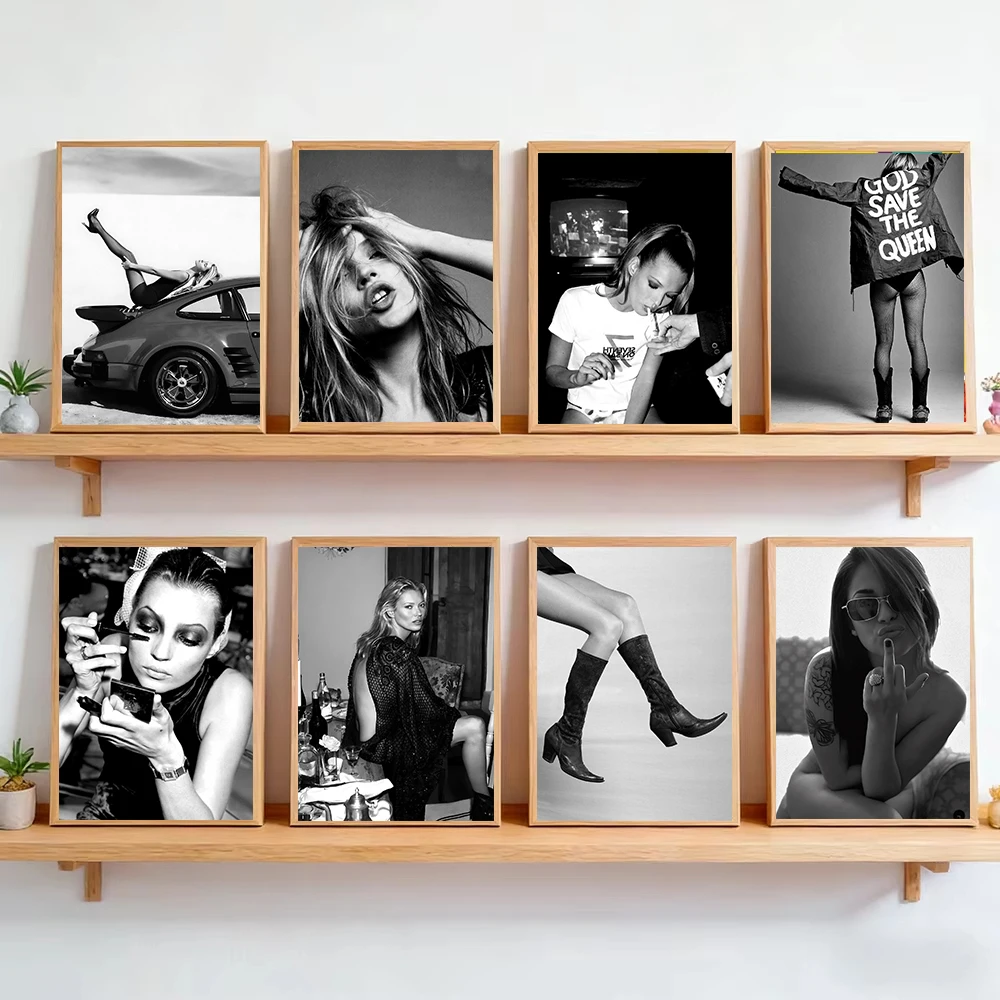 Vintage Fashion Photography Model Sexy K-Kate Moss Art Poster Canvas Painting Wall Prints Picture for Girls Room Home Decor