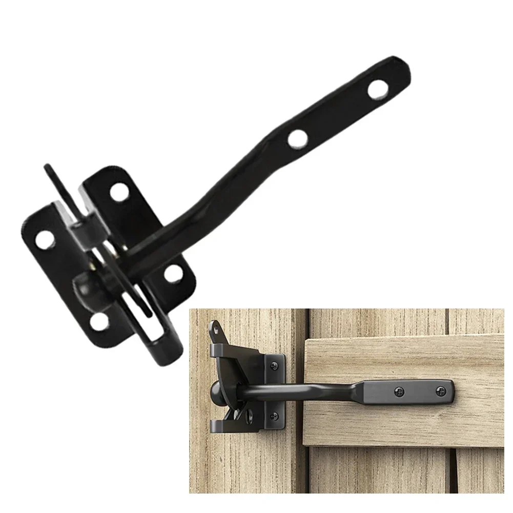 144mm Gate Catch Fence Latch Lock Bolt Self Locking Gate Catch Weather Protection Auto Door Latches Black Door Lock Buckle