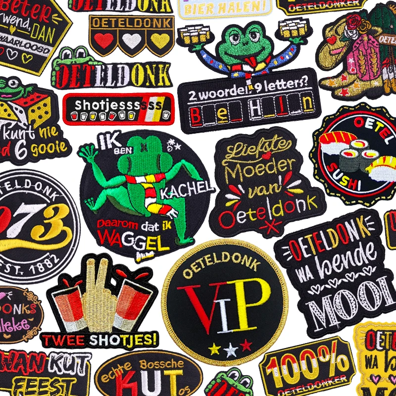 Oeteldonk Emblem Embroidery Patches For Clothes DIY Netherland Carnival Patch Iron On Patches For Clothing Jackets Sew Stickers