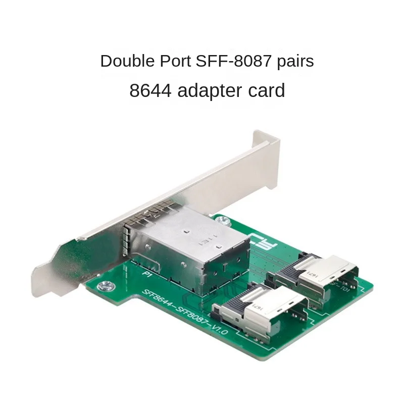 Dual Ports Mini SAS HD SFF-8644 to Internal Mini SAS SFF-8087 PCBA Female Adapter with Low Profile Bracket for Data Transfer