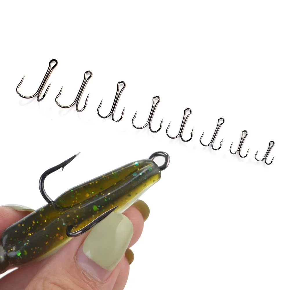 50pcs High Carbon Steel Fishing Double-Ended Anchor Hook Set - Duple Hooks Multi-Layer Black Nickel Plated, Sharp Barbed Hooks