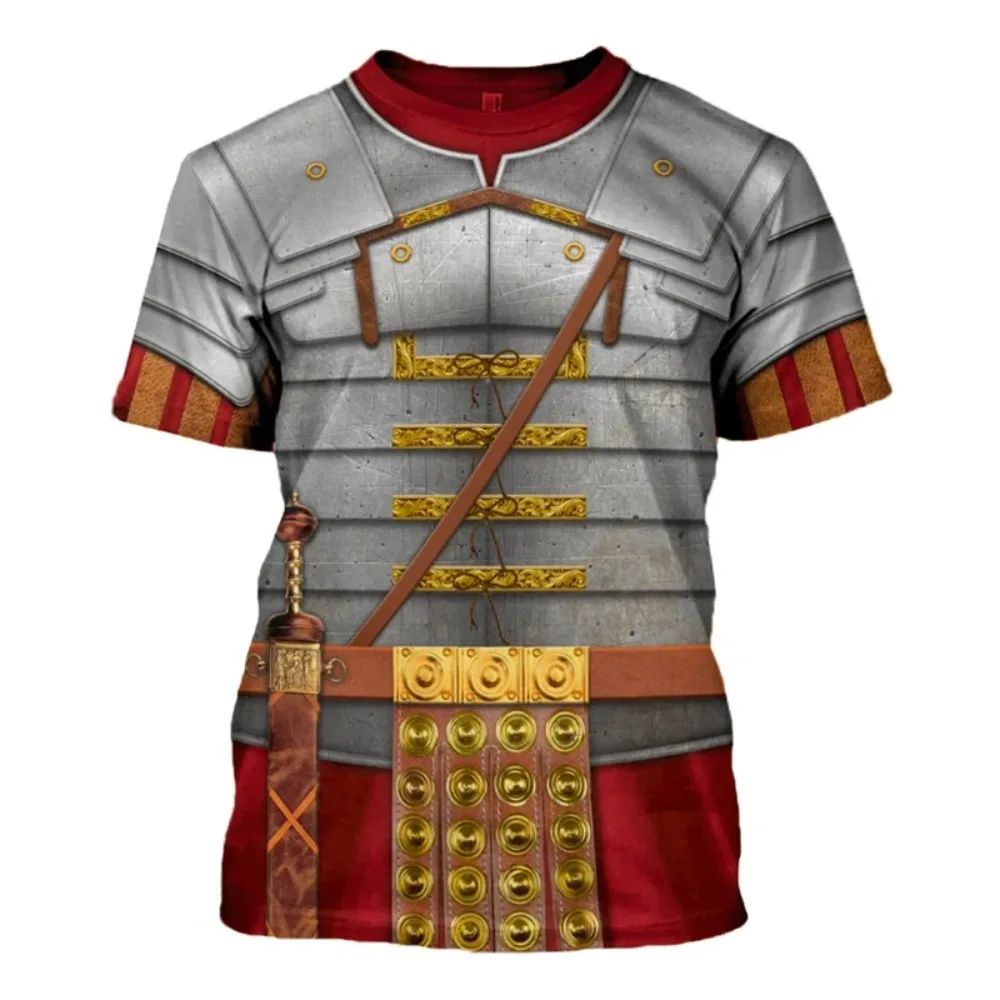 Medieval Holy Roman Empire Knight 3D Printed Quick-Dry Breathable RetroMen's Sport T-Shirt - Casual Role-Play Parent-Child Style
