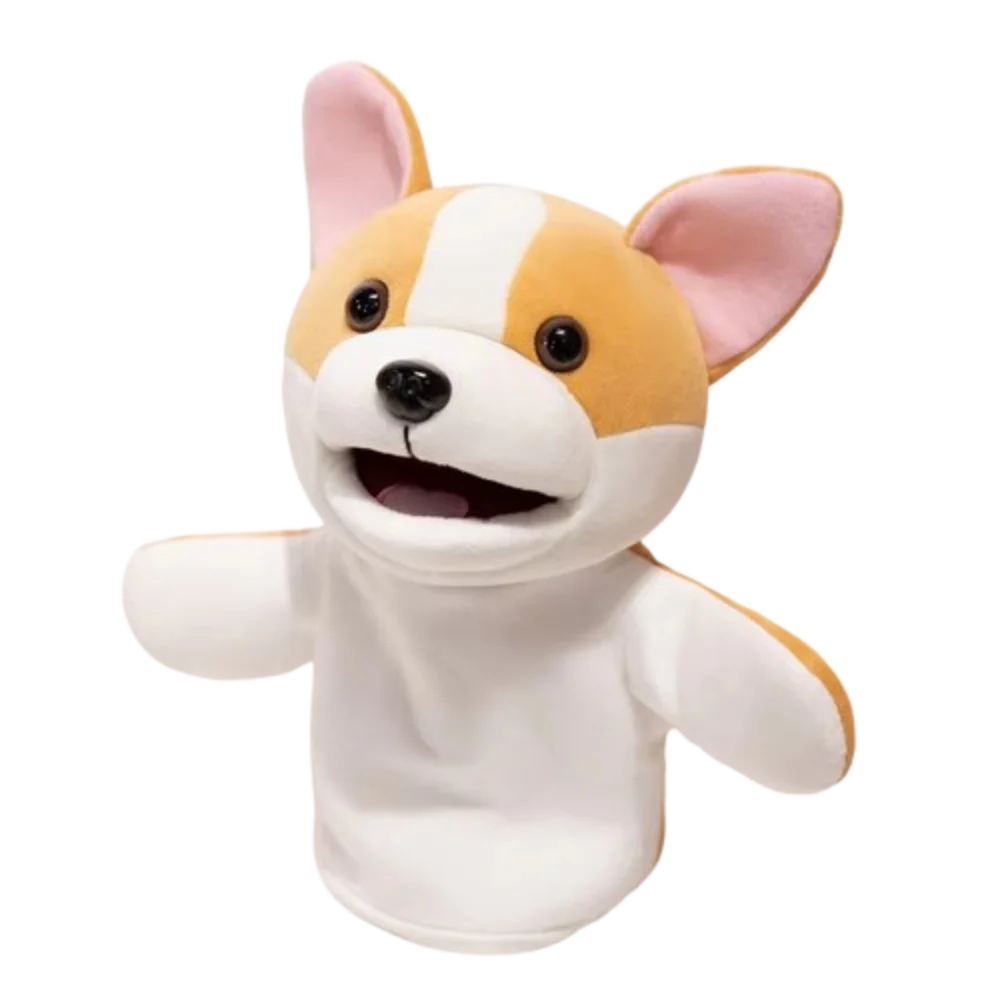 Storytelling Little Yellow Dog Hand Puppet Soft Early Education Hand Finger Story Puppet Simulation 25cm