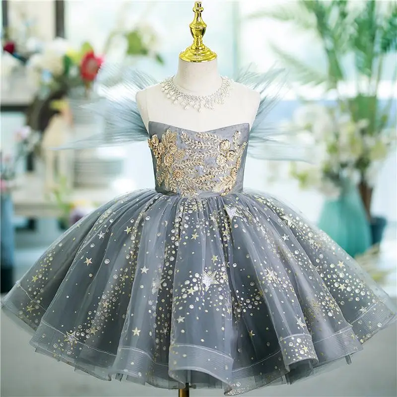 

2024 Sleeveless Sequin Girl Dress Princess Dress for Children Girls Evening Birthday Party Formal Clothing Luxury Prom Vestidos