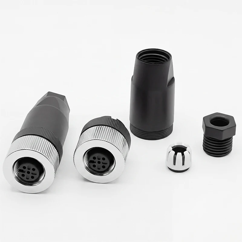 BYXGD M12 Solder‑Free Waterproof Circular Connector A/D Coding Straight Unshielded 4‑8Pin Male Female for Sensor PLC Automation